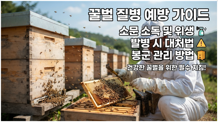 양봉 질병 예방 (소문 소독, 발병 대처, 봉군 관리)