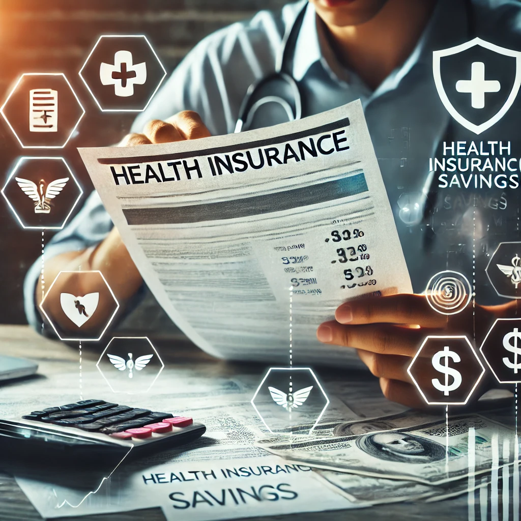 건강보험료를 살펴보고 조정하여 줄일부분을 찾는 사람의 모습