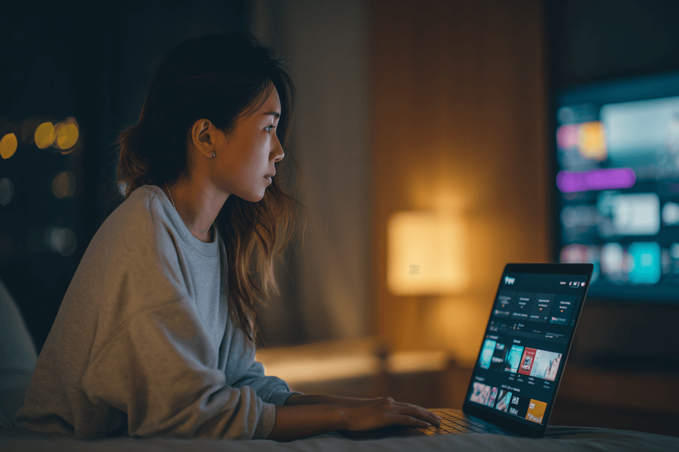 노트북으로-티빙을-이용중인-사람