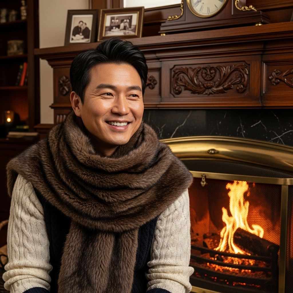 친환경 보일러 보조금 신청, 따뜻한 벽난로 앞의 남성