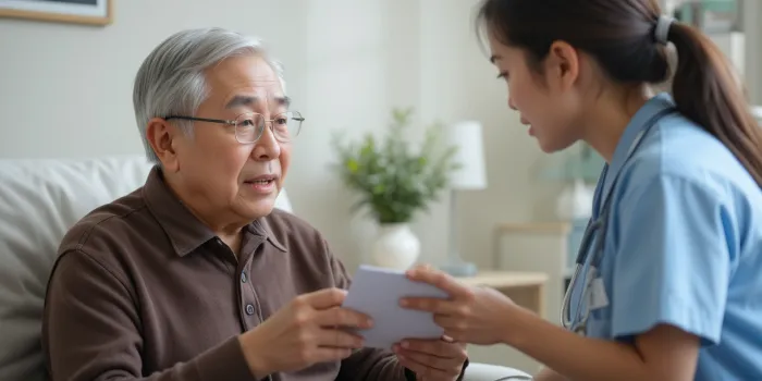 검사비용 간호사와 상담하는 모습