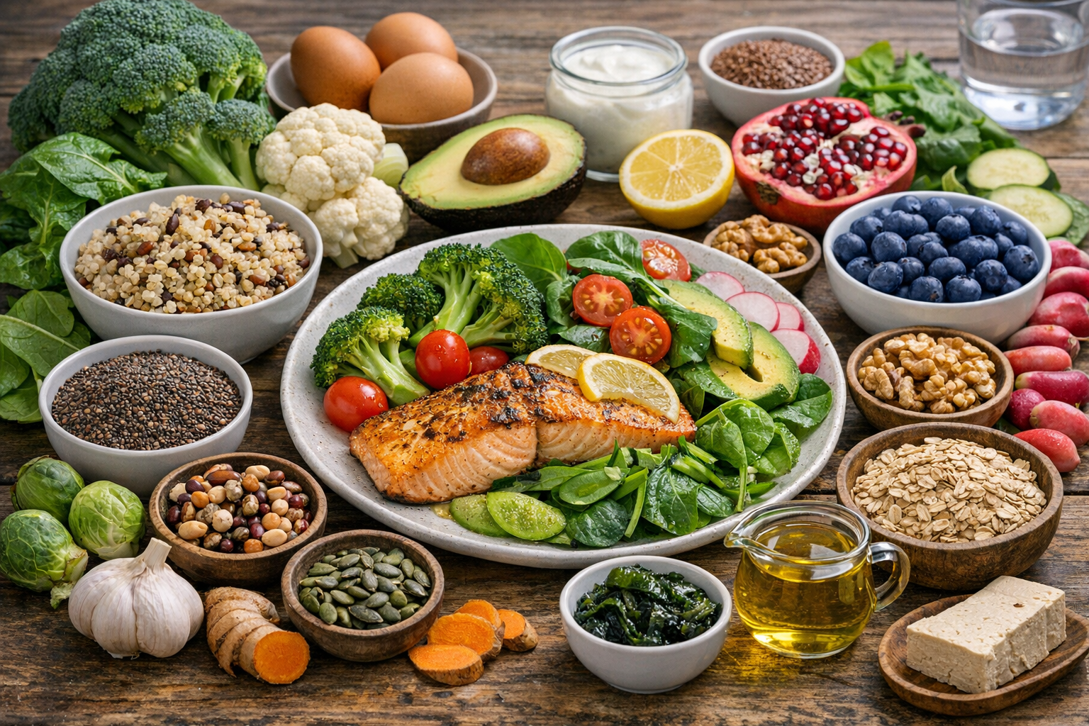 채소와 곡류 등 균형 잡힌 식단 이미지