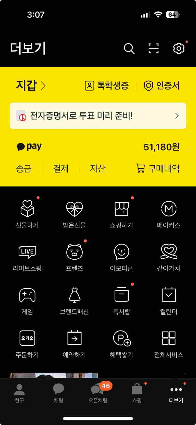카카오톡-지갑-화면