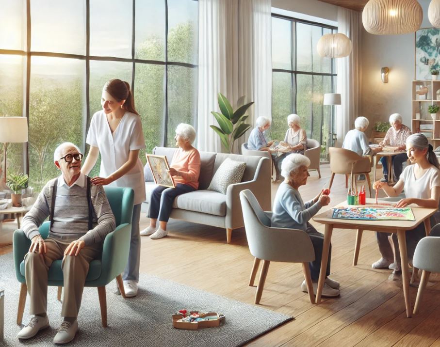 노인주간보호센터 서비스를 이용하는 장면