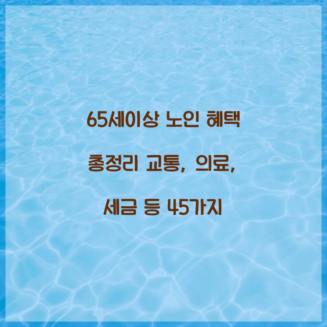 65세이상 노인 혜택