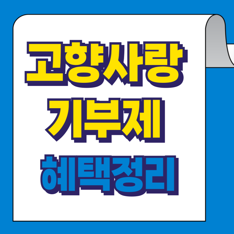 고향사랑기부제 혜택 정리