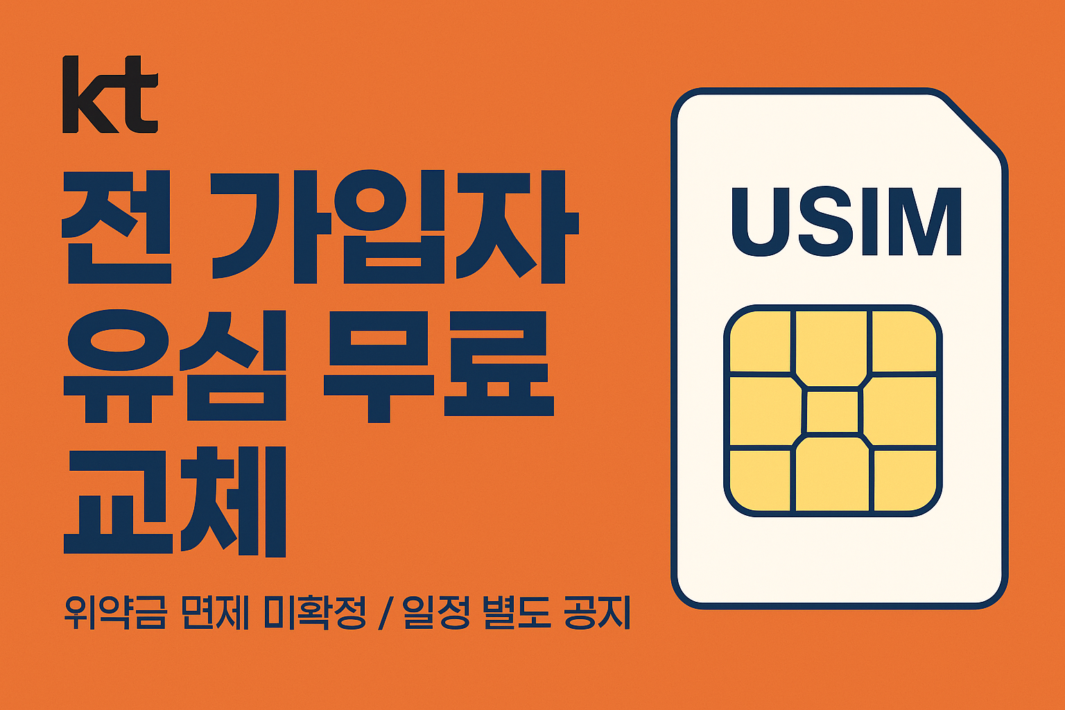 유심 무료 교체 안내 인포그래픽 썸네일 – 전 가입자 대상, 유심 교체 무료 혜택 요약