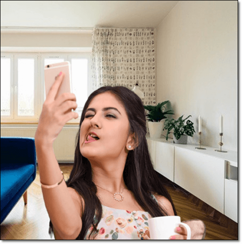 아름다운 여성 셀프 촬영