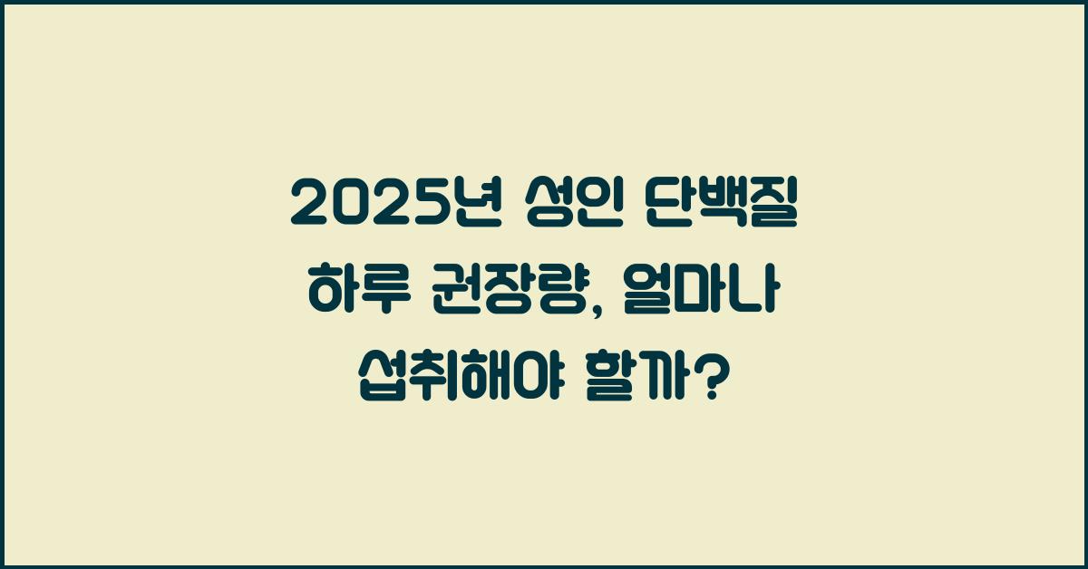 2025년 성인 단백질 하루 권장량