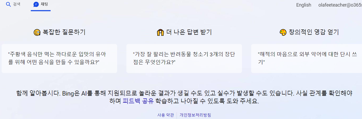 BING 사용 약관