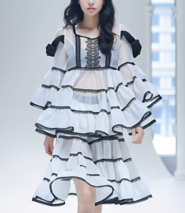 태양을 삼킨 여자 손세빈 엘바이엘 컬렉션 아이보리 시스루 캉캉 러플 블라우스 &amp; 티어드 스커트 팬츠 셋업 투피스 113회 오자경 옷 패션