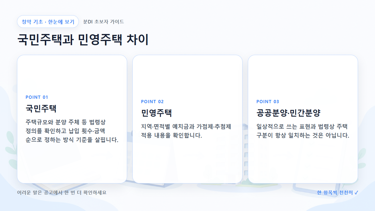 국민주택과 민영주택 차이 핵심을 세 칸으로 정리한 한눈에 보기