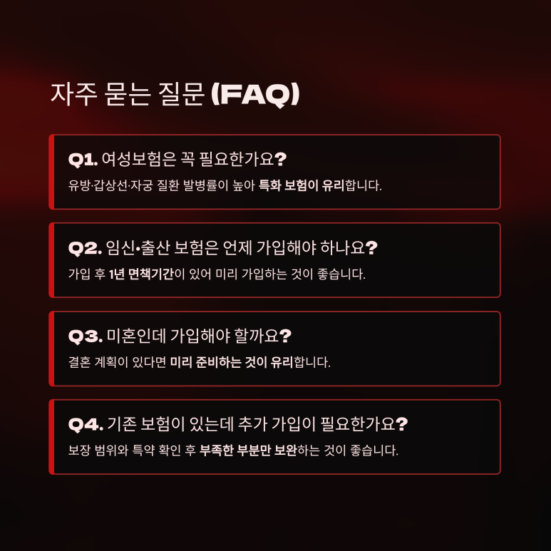 30대 소비자들이 부인과 질환 전용 정액형 특약에 대해 가장 빈번히 접수하는 주요 문의사항 요약 차트