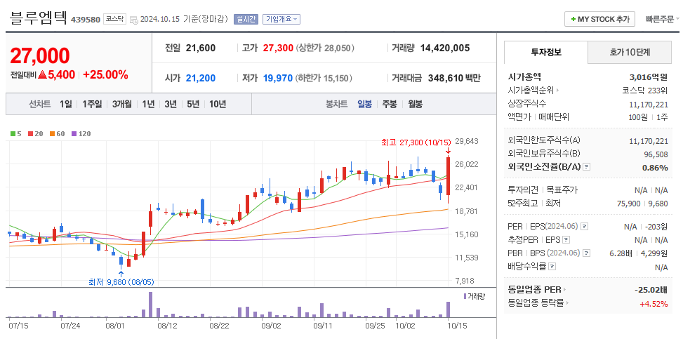 블루엠텍 일봉차트