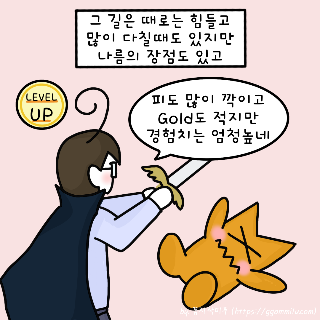 피도 많이 깍히고 돈도 많이 못벌지만 경험치는 높은 스타트업