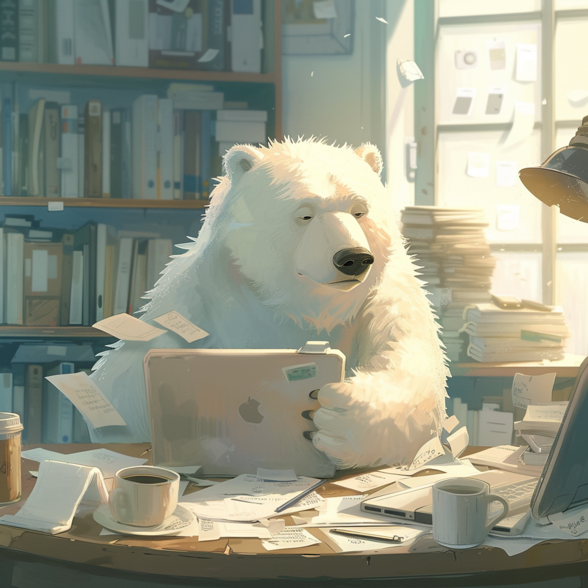 일하는 곰 일러스트