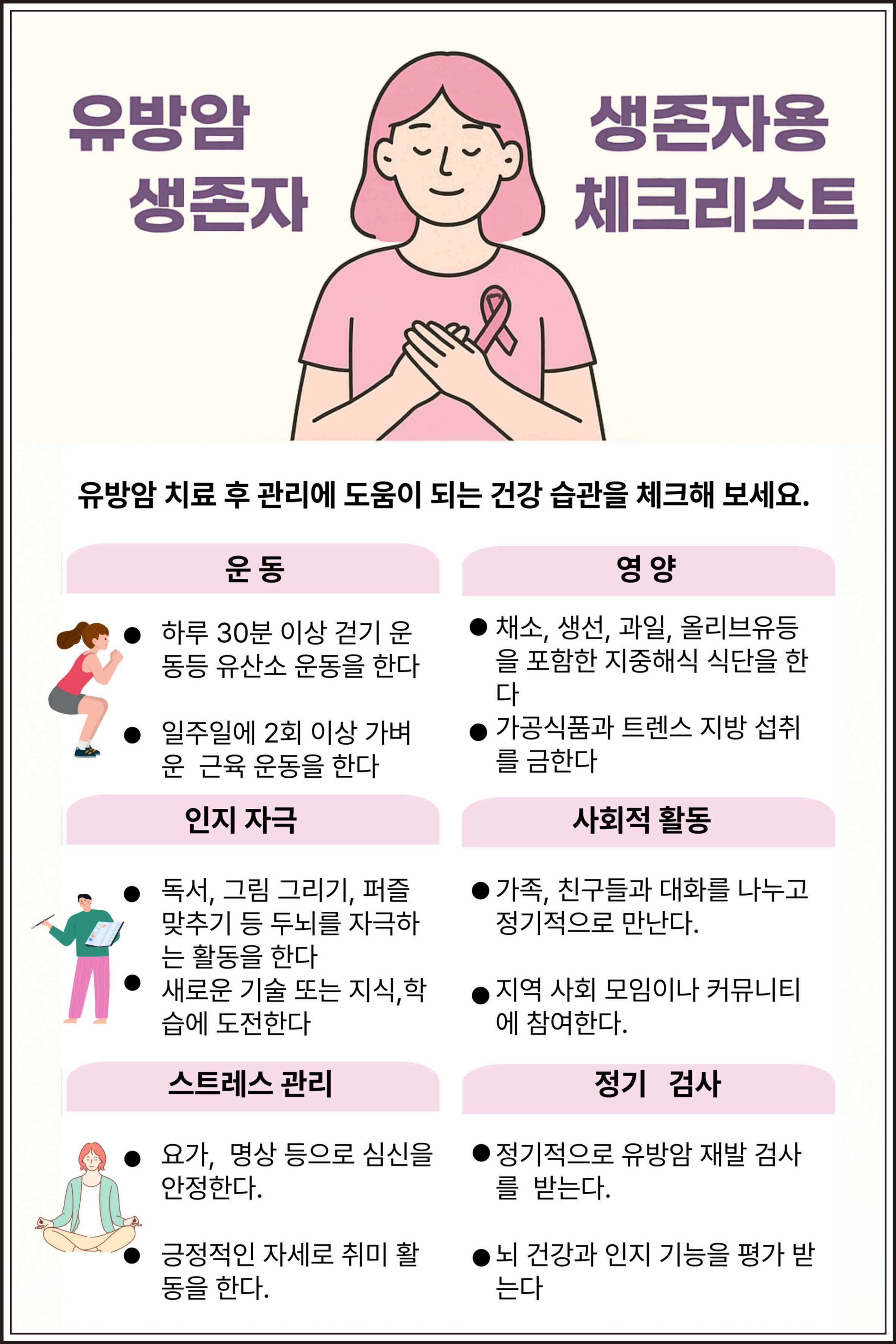 유방암 생존자를 위한 치매 예방 습관 관련 이미지