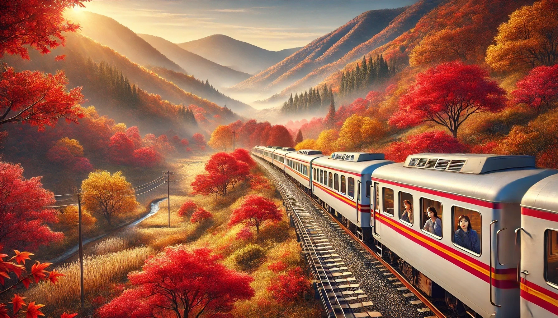 가을 기차 여행 그림