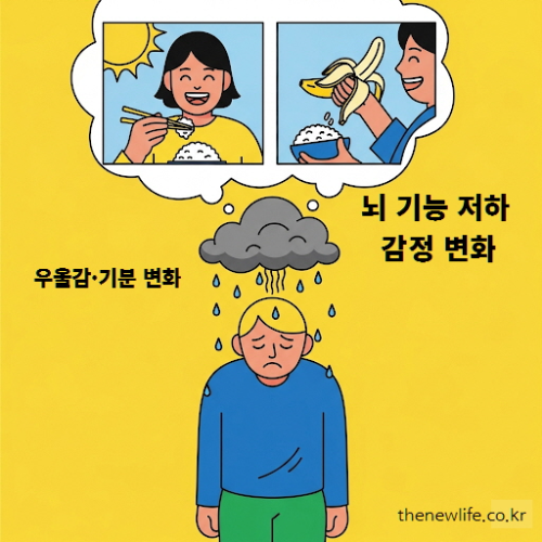 탄수화물 부족 증상 - 우울감, 기분 변화, 세로토닌 저하를 표현한 이미지