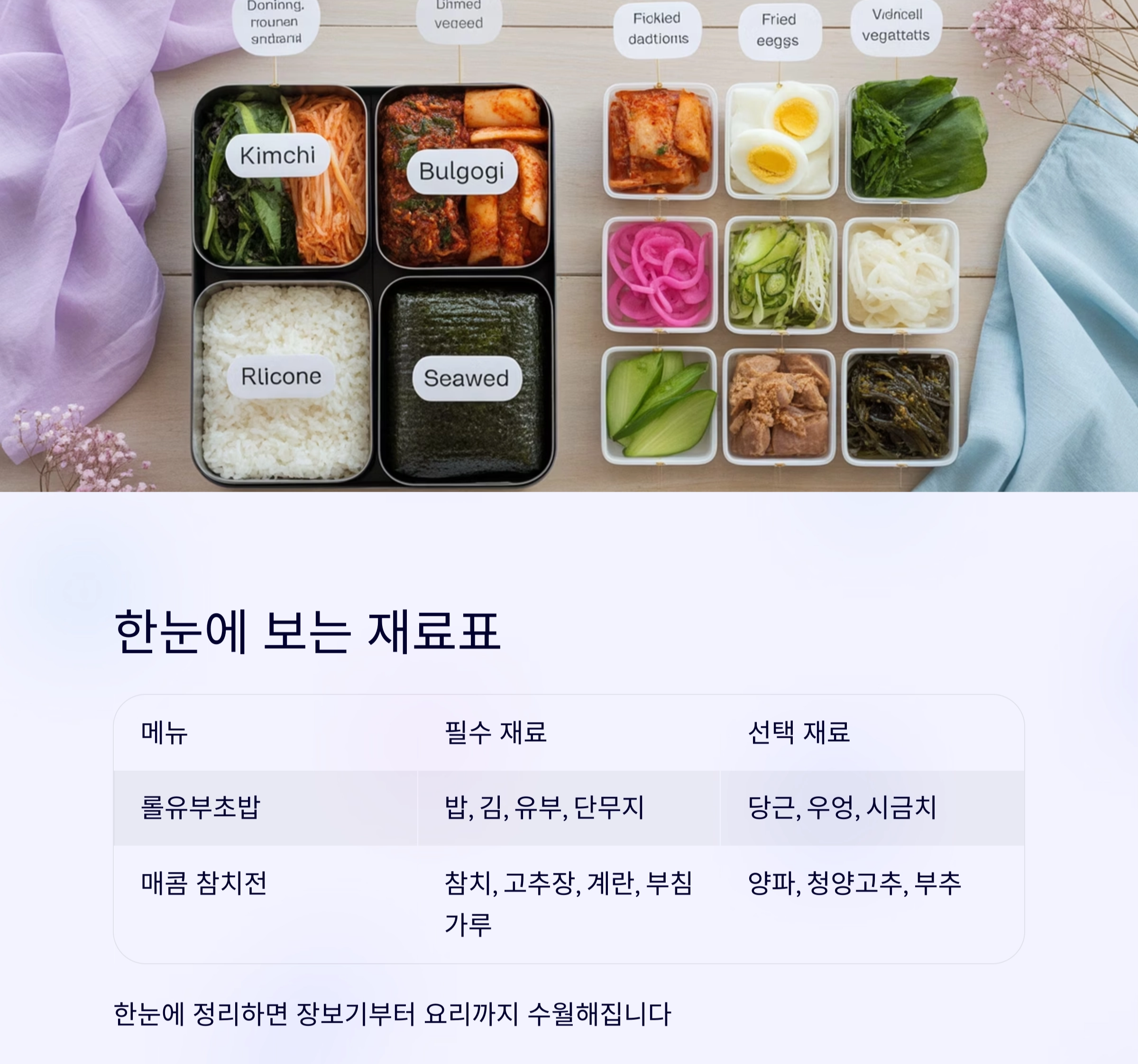 집에서 뚝딱! 롤유부초밥과 매콤 참치전으로 도시락 완성