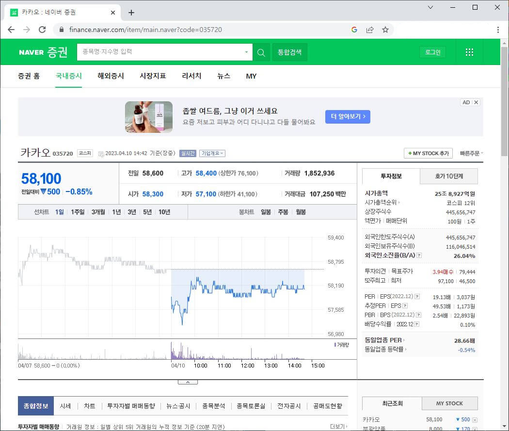 카카오 재무제표 보기