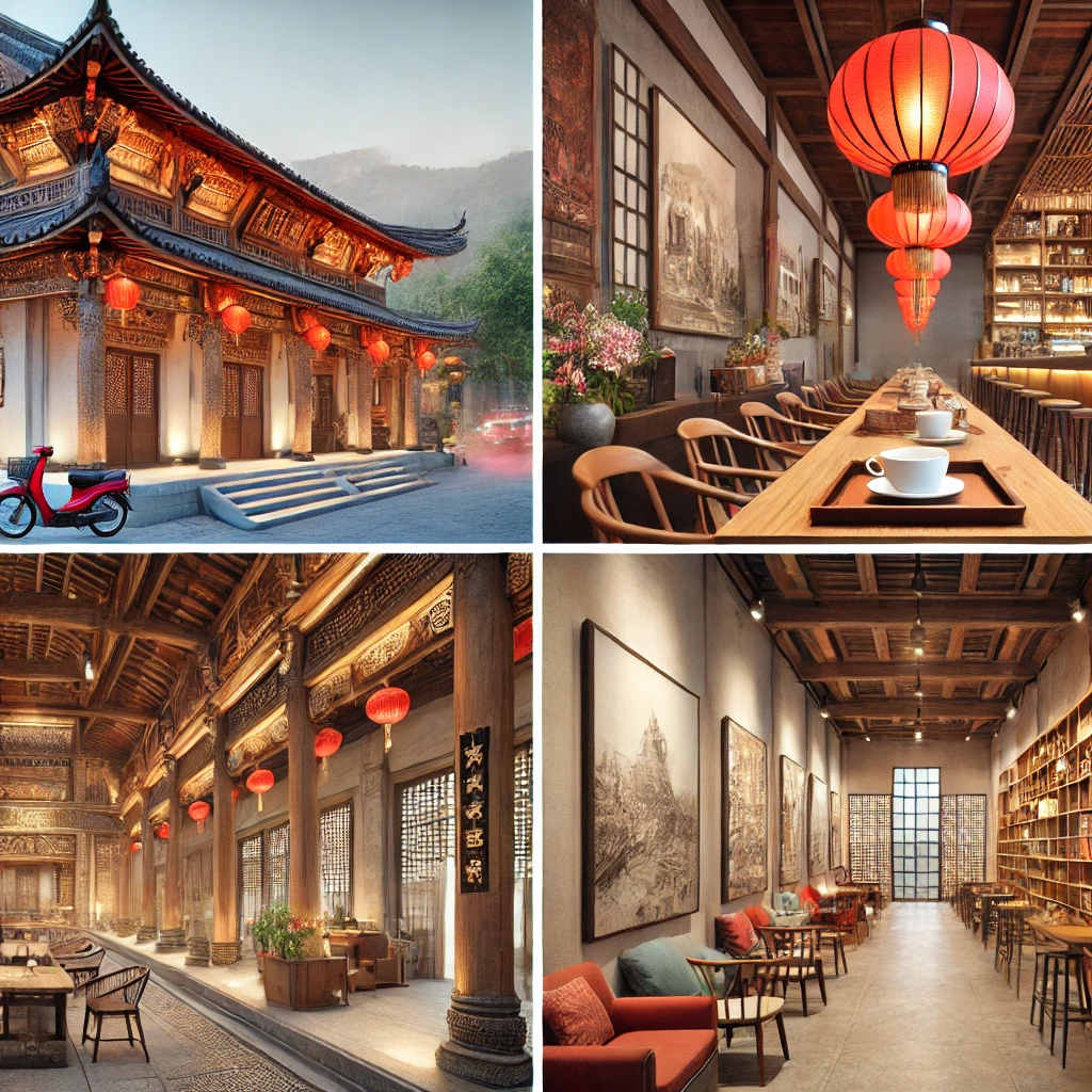 타이난의 실내 명소 모습 (박물관, 카페, 전통 건축물)