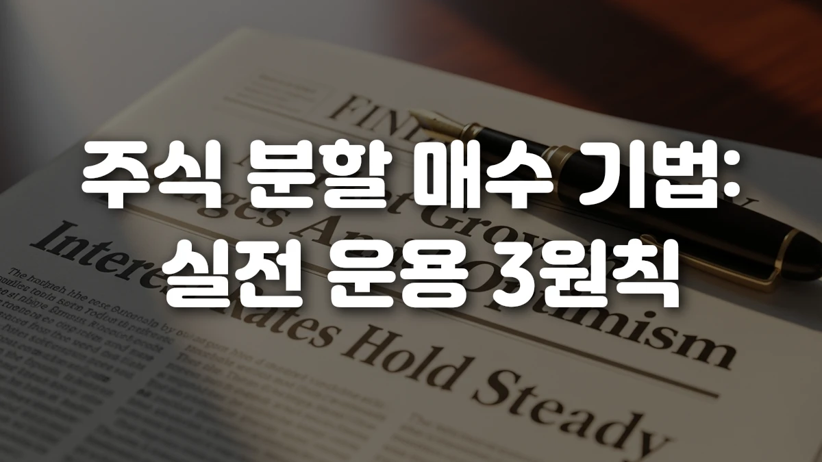 주식 분할 매수 기법 실전 운용 3원칙