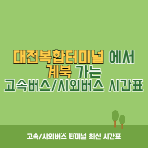 대전복합터미널에서 계북 가는 시외버스 시간표 최신정보