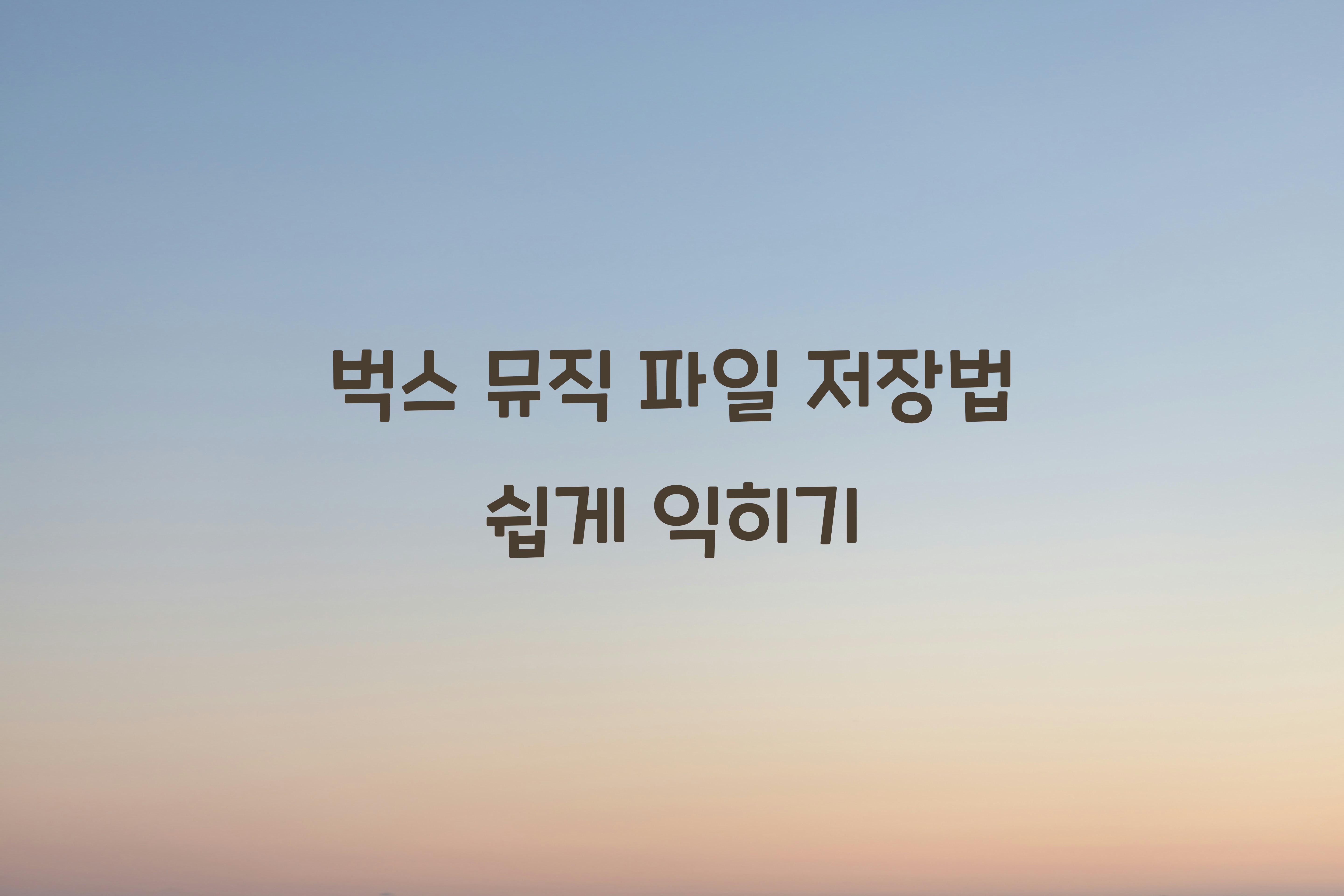 벅스 뮤직 파일 저장법
