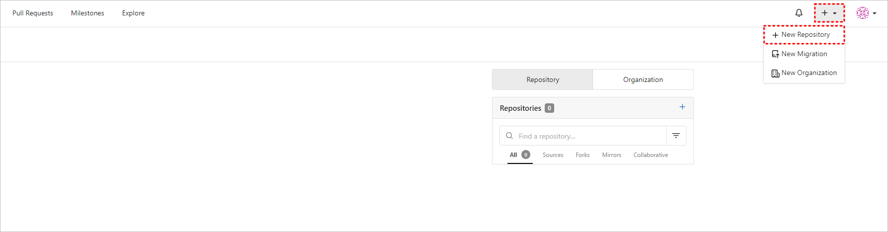 gitea new repository