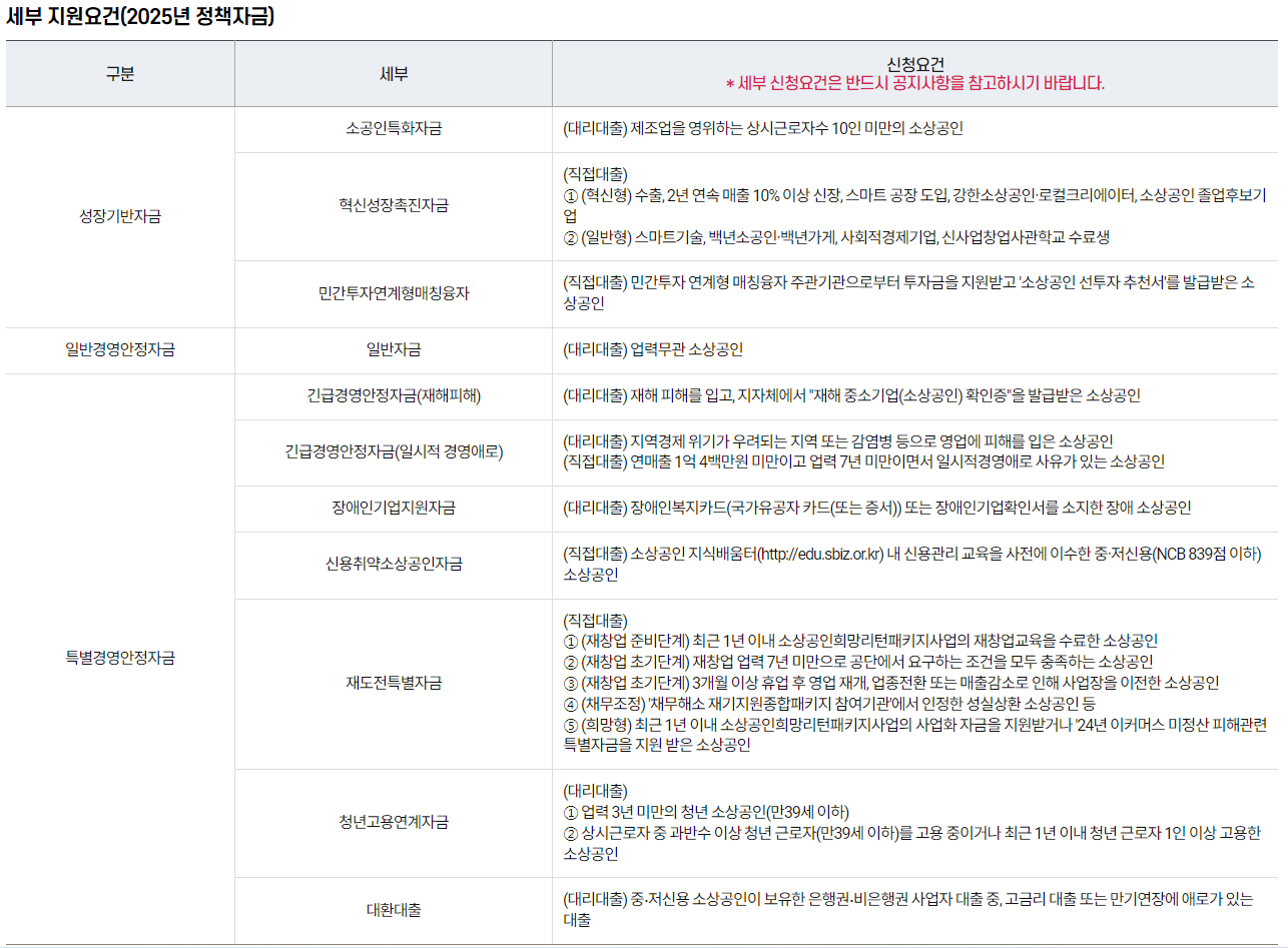 2025년 소상공인 정책자금