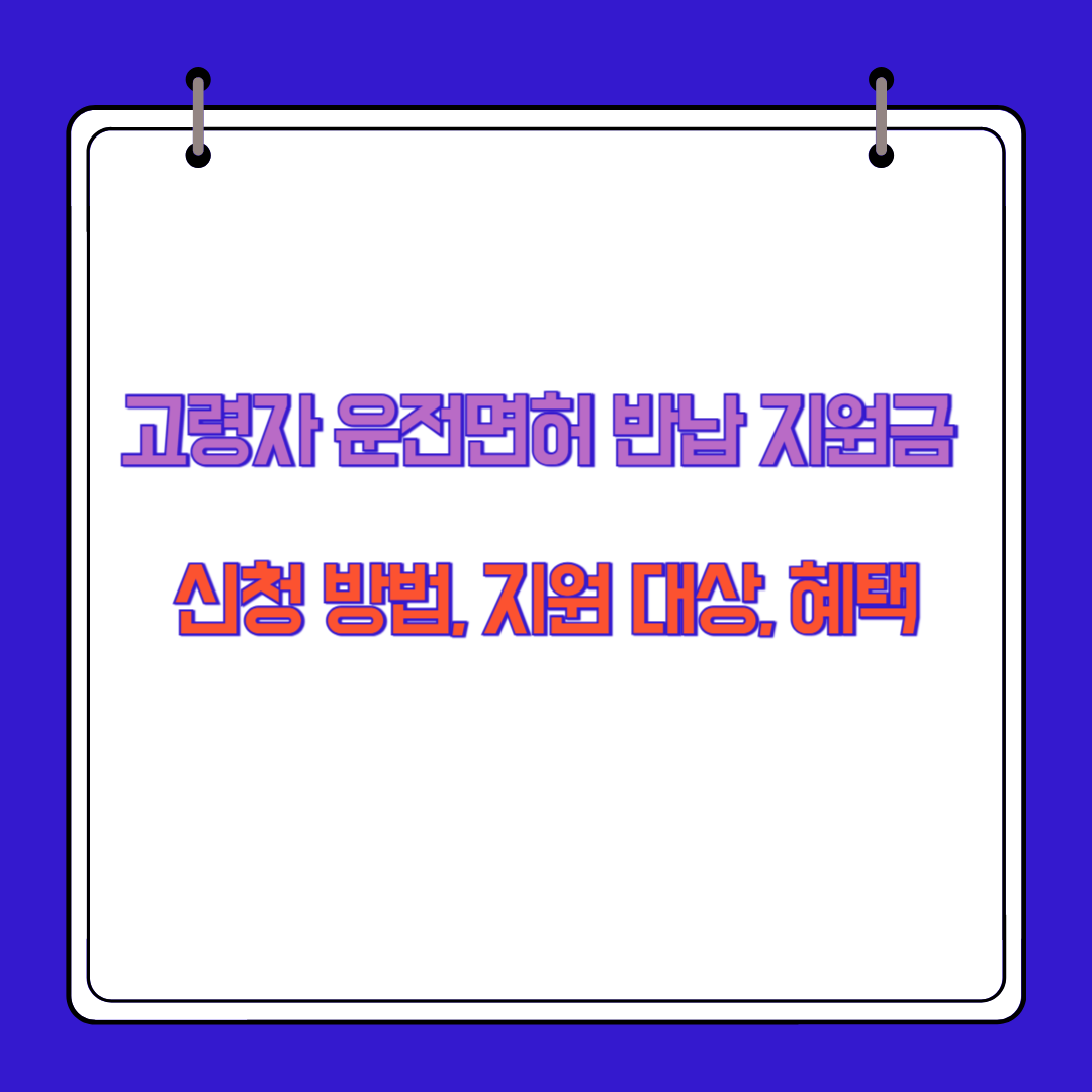 고령자 운전면허 반납 지원금 신청 방법, 지원 대상, 혜택