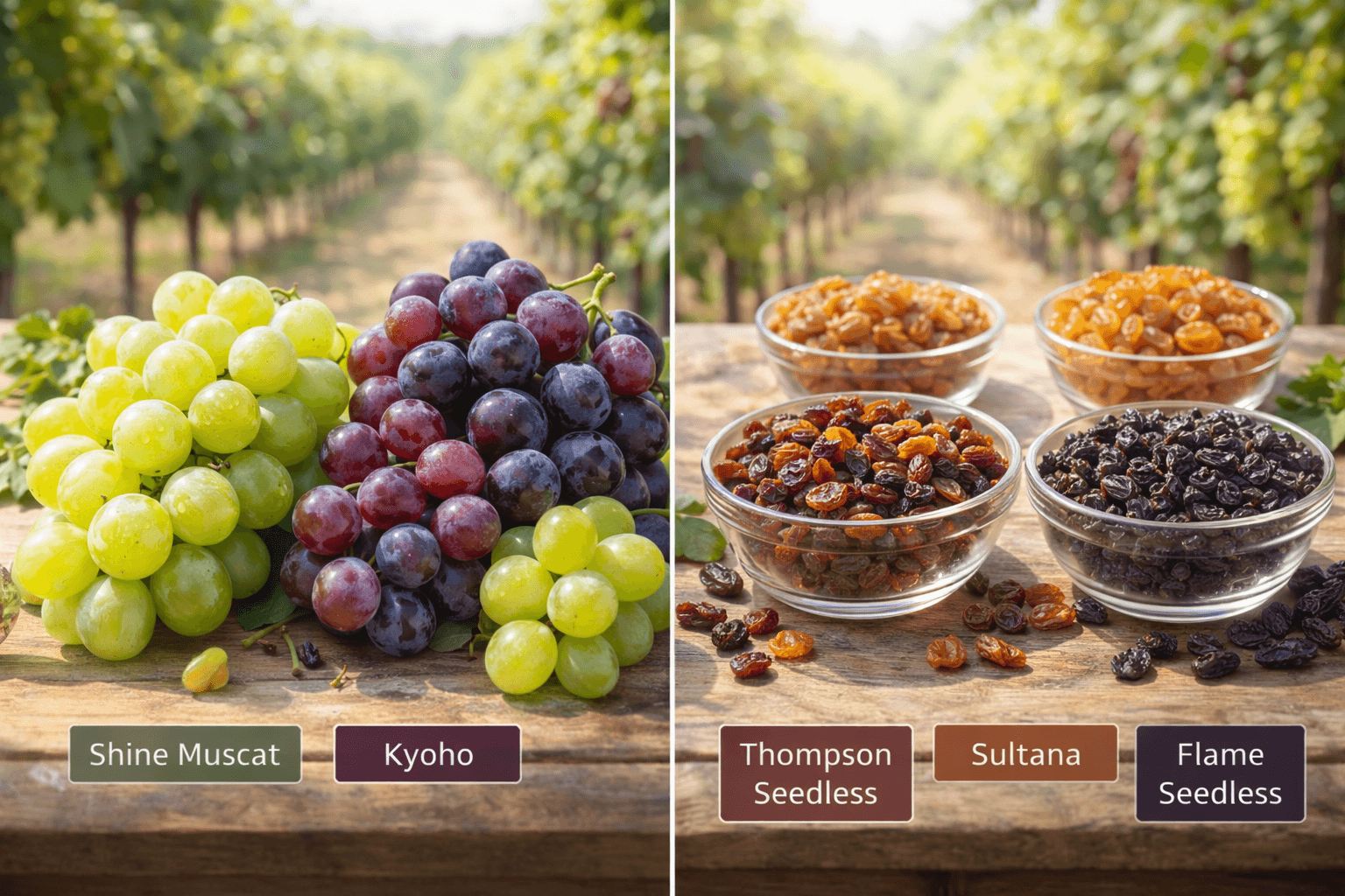 생포도와 건포도의 품종 차이