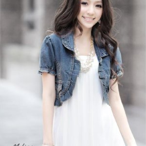 큐티 프릴 볼레로 데님 숏 청조끼