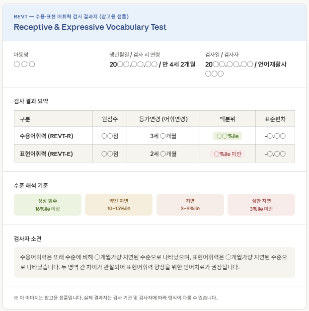 REVT검사 결과지 참고용 샘플이미지