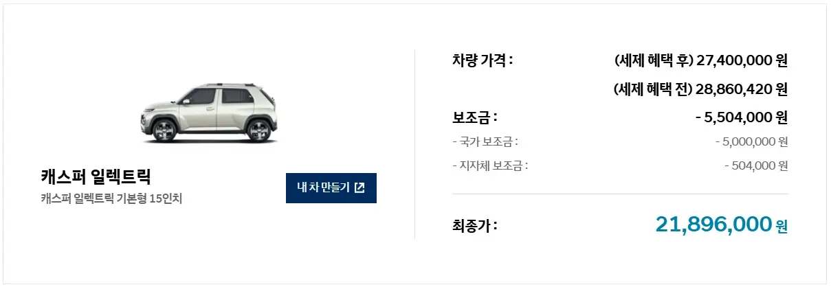 캐스퍼-일렉트릭-보조금-가격-제원-정보