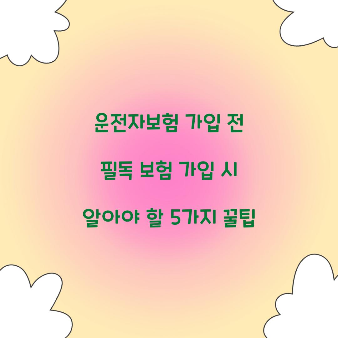 운전자보험 가입 전 필독