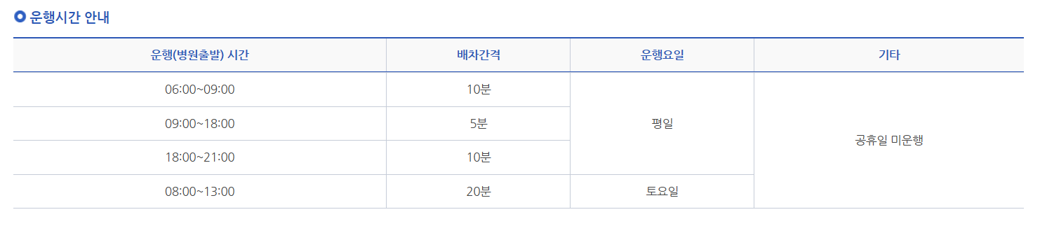 운행시간 안내