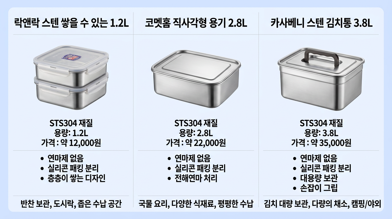 스텐 밀폐용기 고르는법 3종 비교 추천