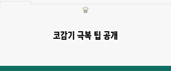 코감기 빨리 낫는 법: 콧물, 코막힘 증상 완화 꿀팁