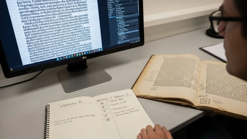 교감기 읽는 법, 아래쪽 각주 한 줄에서 편집자의 판단을 꺼내는 순서