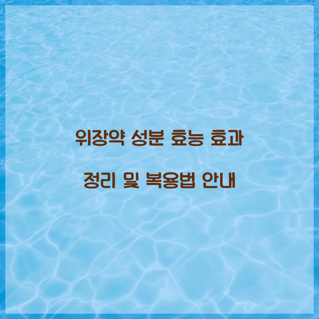 위장약 성분 효능 효과