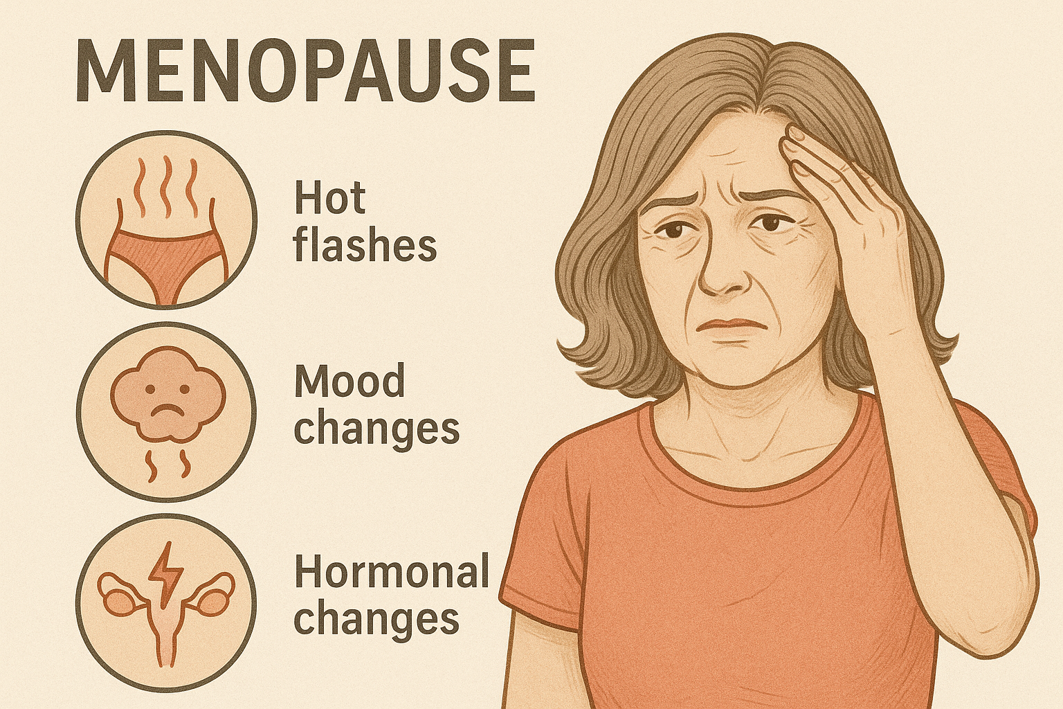 폐경에 관한 설명 모습 - 갱년기는 폐경과 같이 찾아오는 증상