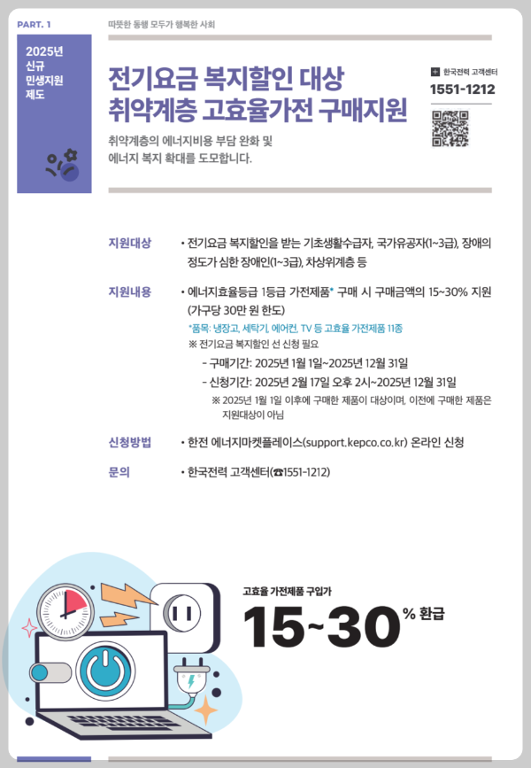 전기요금 복지할인 대상 취약계층 고효율가전 구매지원