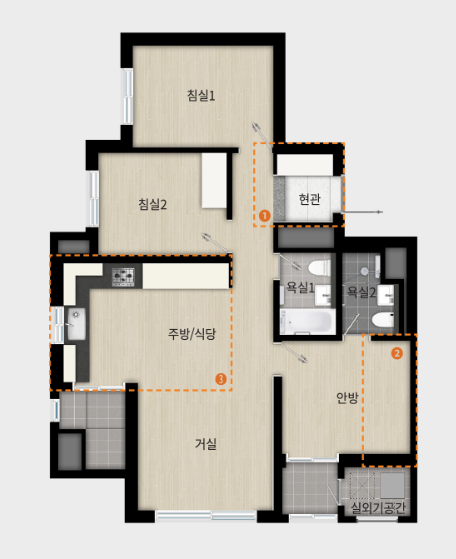 래미안-라그란데-59B타입-평면도