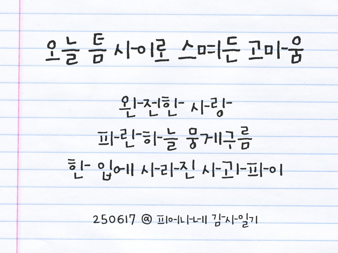 25년 6월 17일 오늘 내 마음 기록하기 감사노트, 감사를 통해 발견한 행복, 오늘 감사한 순간들 by 피어나네 감사일기