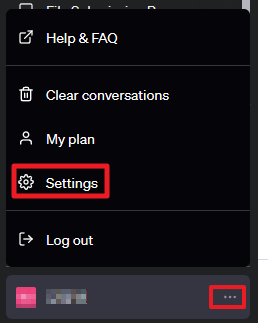 Settings 클릭