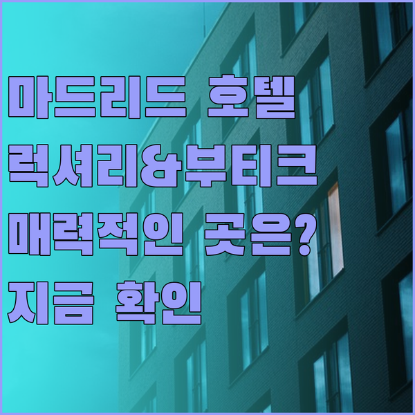 마드리드 럭셔리 호텔부터 부티크 호텔