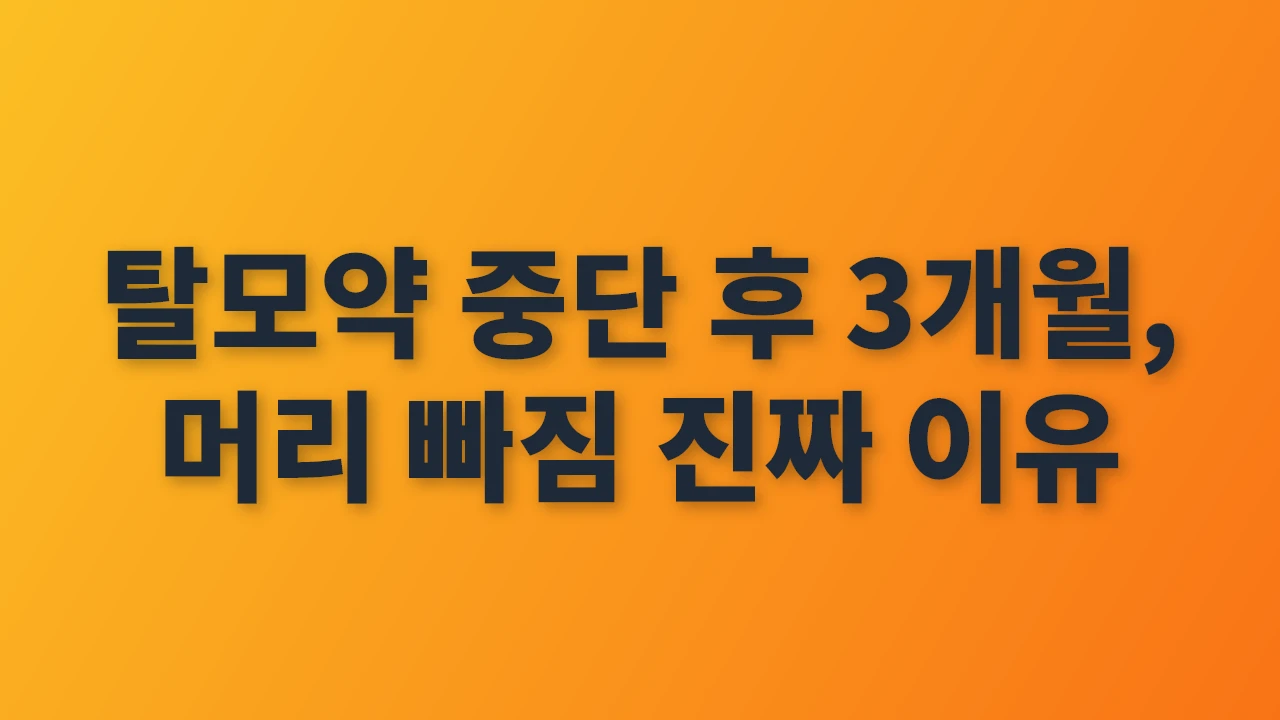 탈모약 중단 후 3개월, 머리 빠짐의 진짜 원인과 관리법