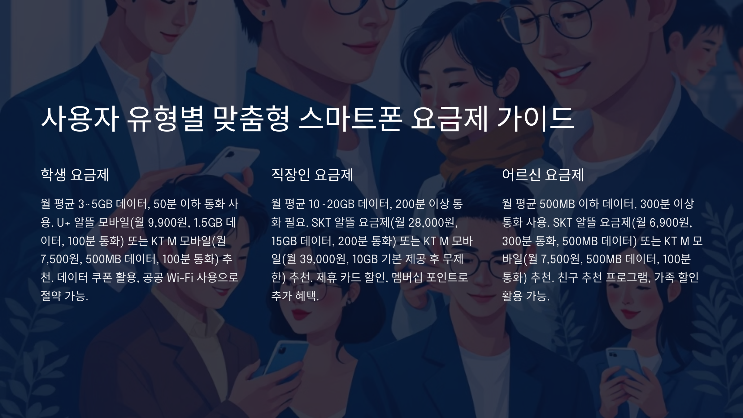 학생부터 어르신까지, 맞춤형 스마트폰 요금제 완벽 가이드!